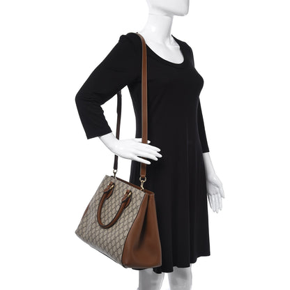 Gucci GG Supreme Monogram Moon Calfskin Top Handle Tote Bag Beige Ebony Tuscany 2 of 9