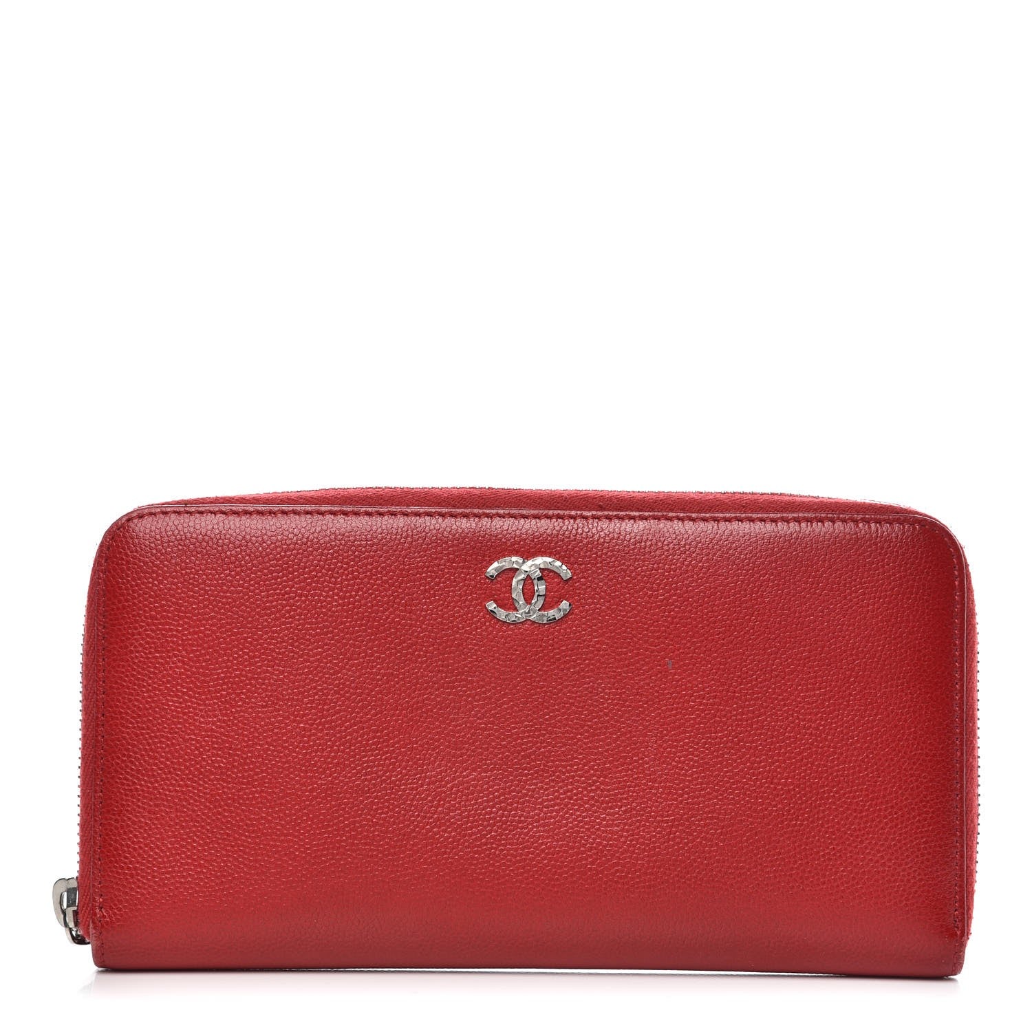 Chanel Caviar Sevruga Zip Around Wallet Red 1 of 12