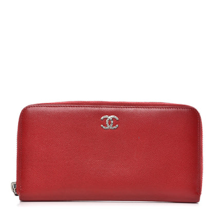 Chanel Caviar Sevruga Zip Around Wallet Red 1 of 12