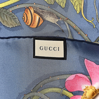 Gucci Silk Twill Flowerwebby Square Scarf Sky Blue 3 of 4