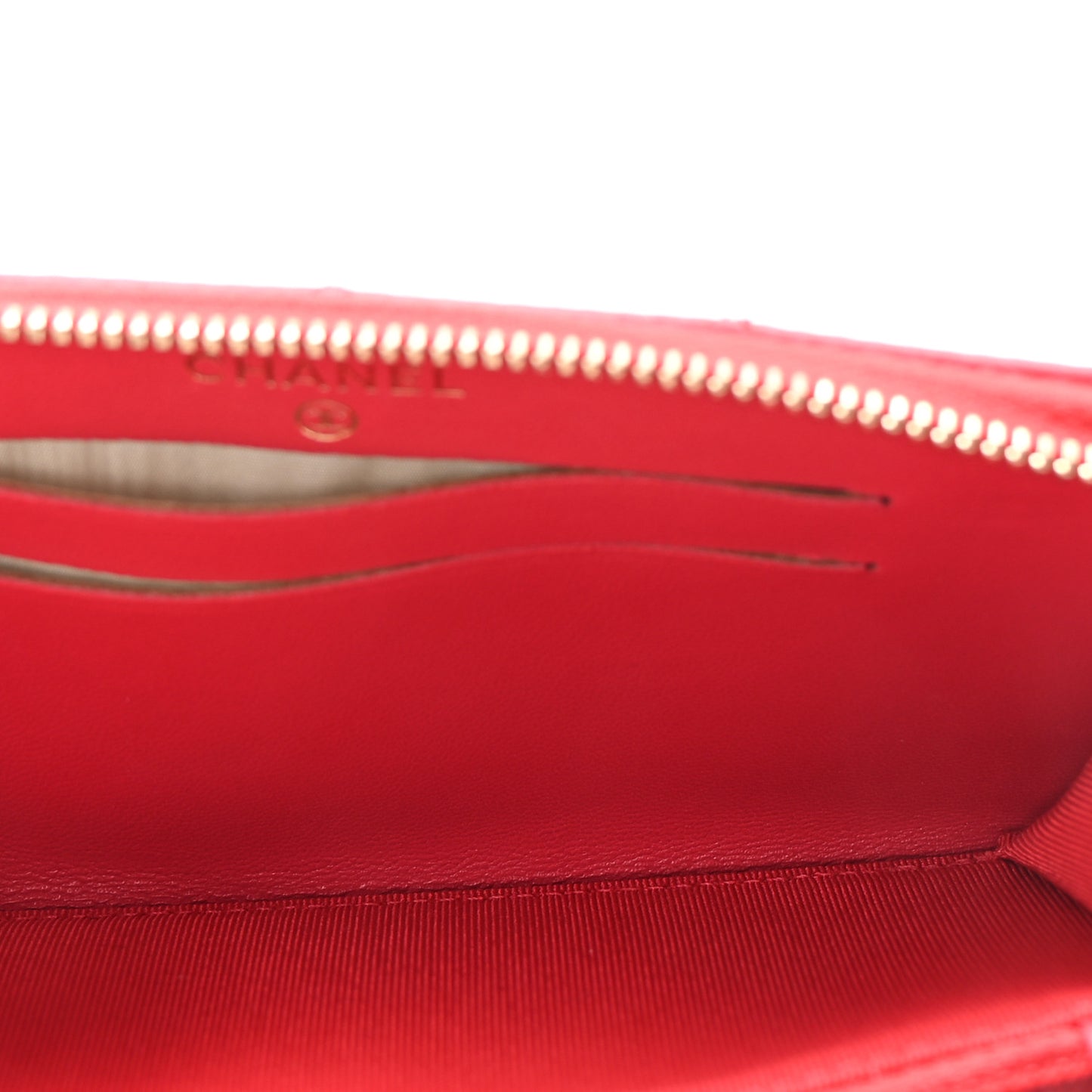 Lambskin Quilted Small Zip Around Wallet Red