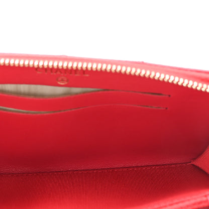Chanel Lambskin Quilted Small Zip Around Wallet Red 5 of 9