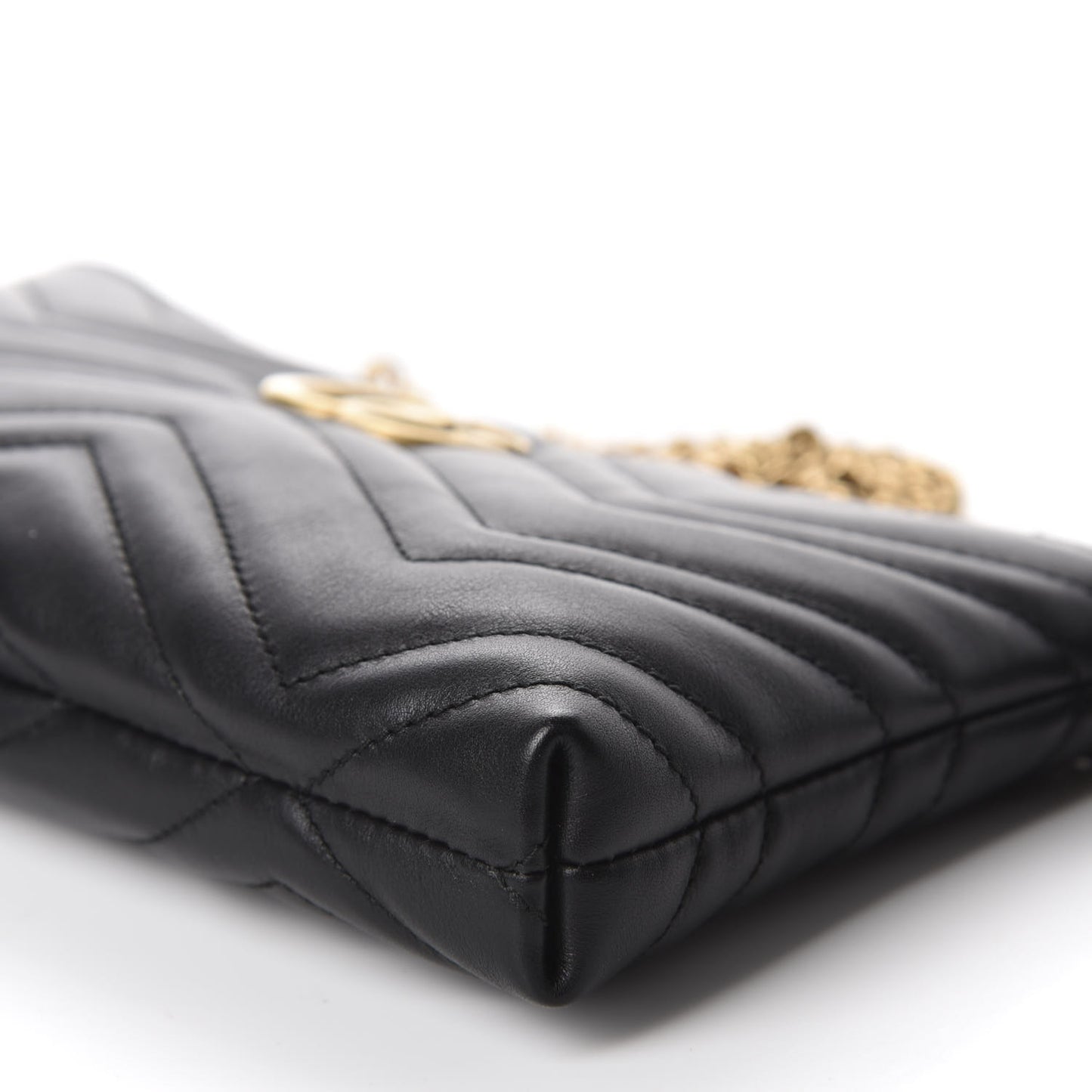 Calfskin Matelasse Mini GG Marmont Chain Bag Black