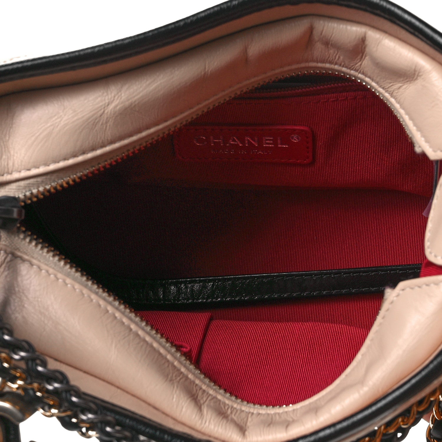 Chanel Aged Calfskin Quilted Small Gabrielle Hobo Beige Black 5 of 8