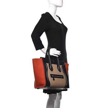 Celine Smooth Calfskin Nubuck Mini Tri-Color Luggage Alizarin 2 of 16