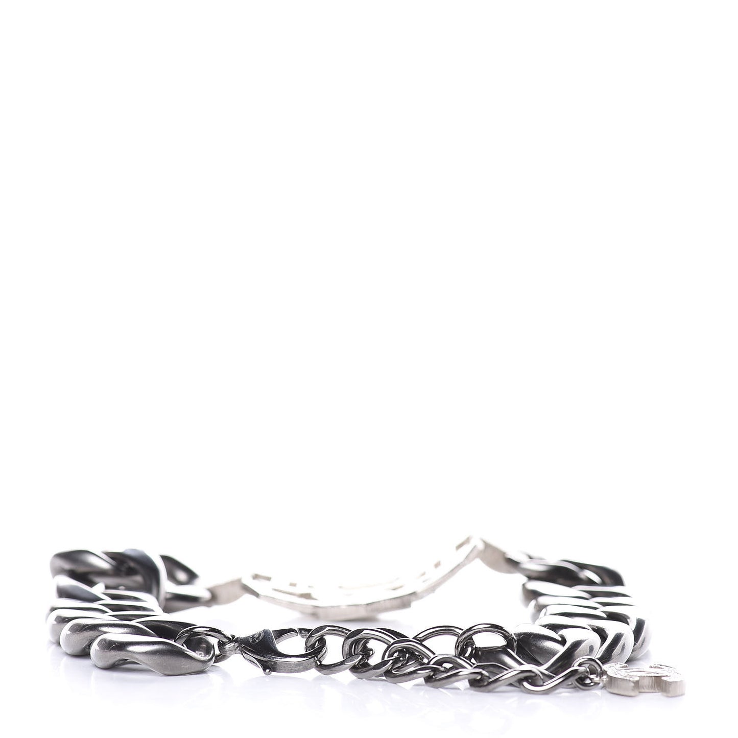 Crystal CC Chain Link Choker Dark Silver