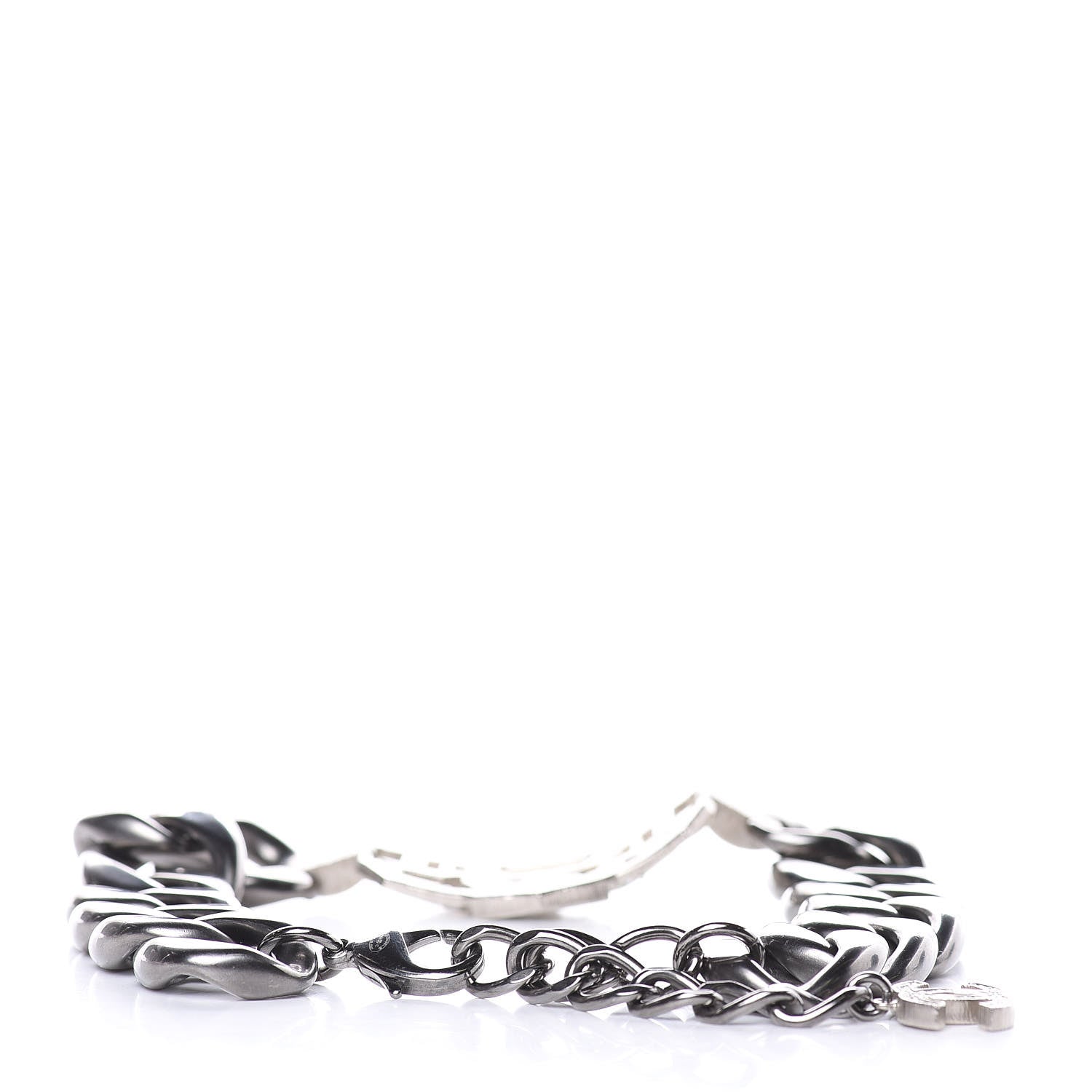 Chanel Crystal CC Chain Link Choker Dark Silver 3 of 5