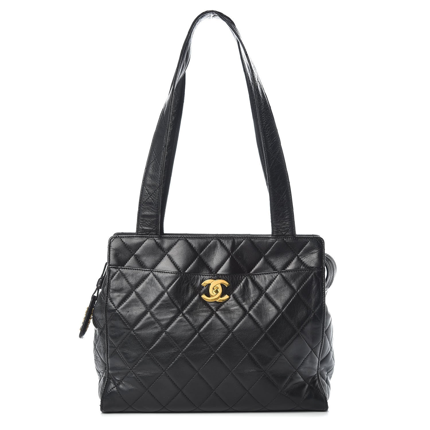 Chanel Lambskin Quilted CC Shopping Tote Black 1 of 16