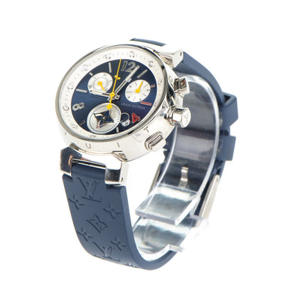 Louis Vuitton Stainless Steel Rubber Diamond 34mm Tambour Lovely Cup Quartz Watch Blue 3 of 12