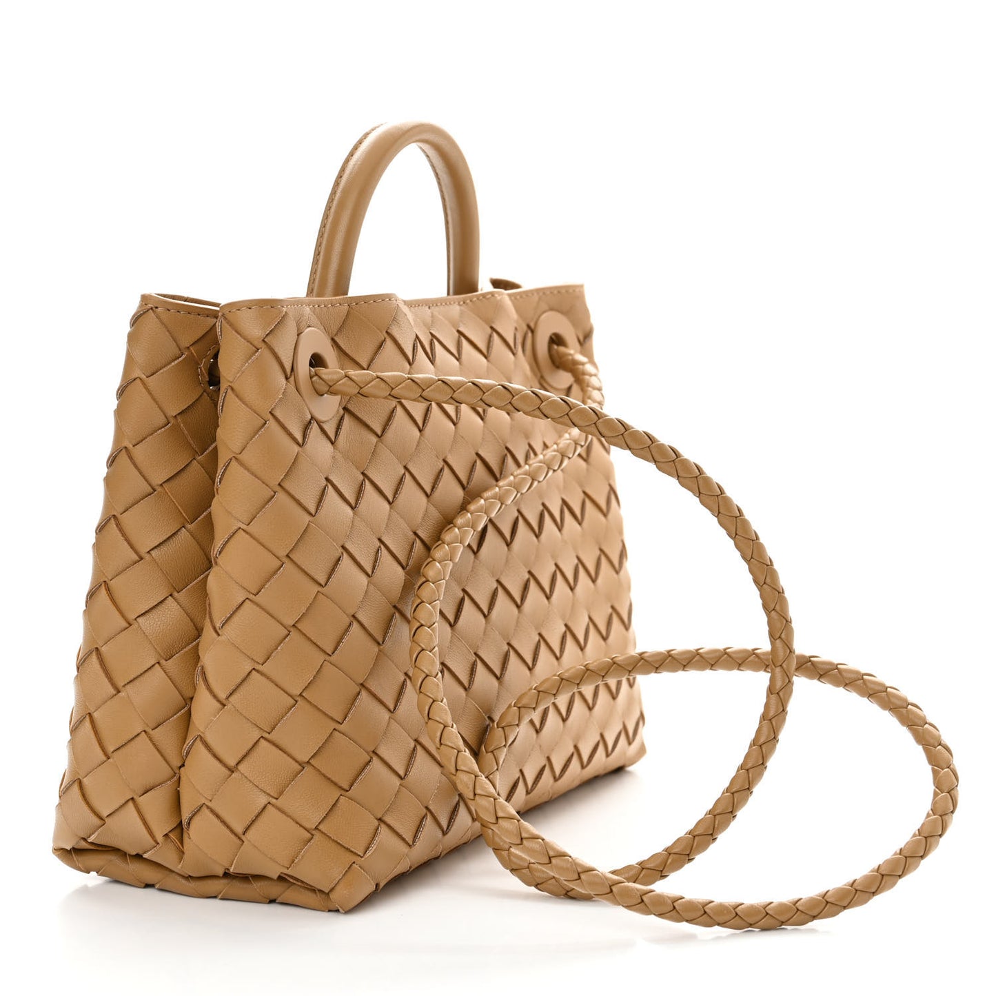 Nappa Intrecciato Small Andiamo Shoulder Bag Dark Praline
