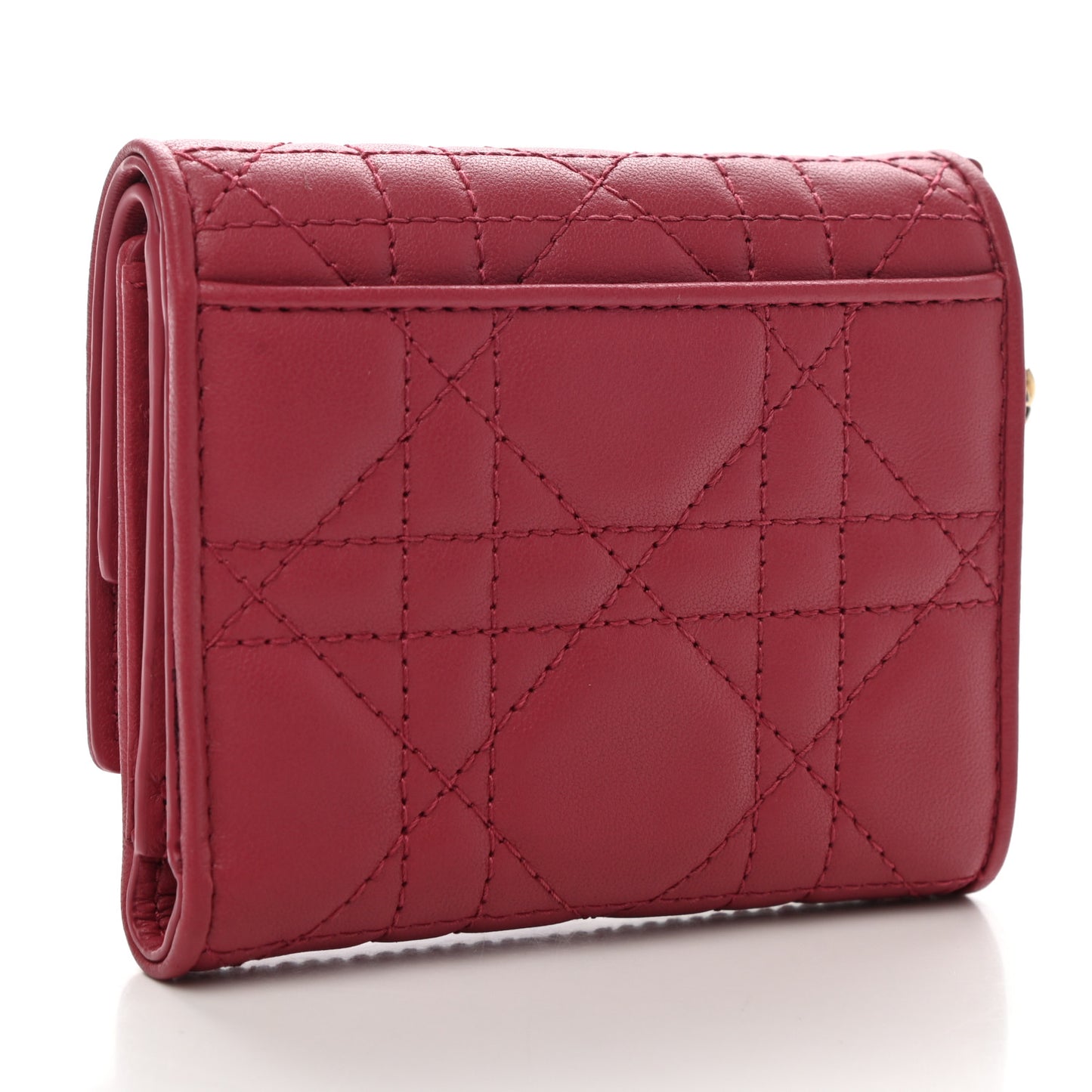 Lambskin Cannage Lady Dior Lotus Wallet Rusty Red
