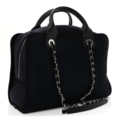Chanel Mixed Fibers Deauville Bowling Bag Black 3 of 10