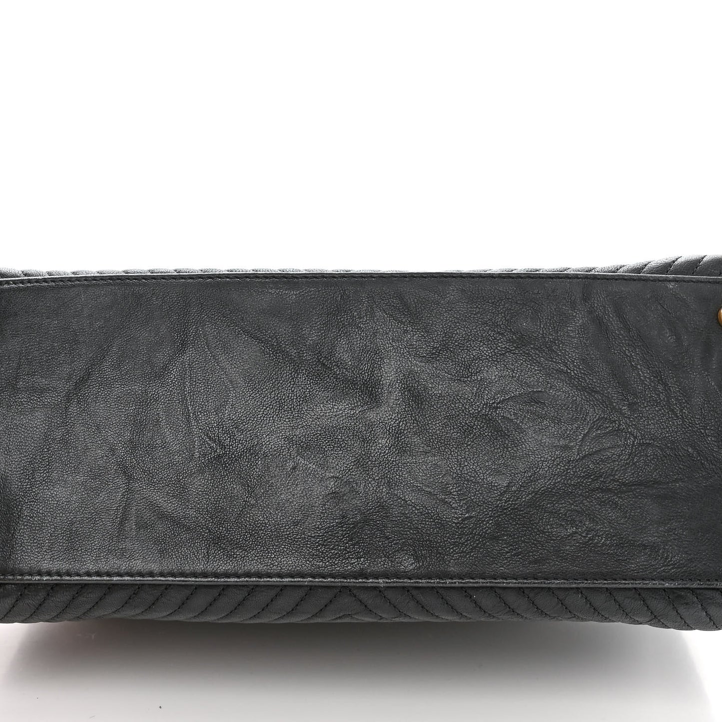 Wrinkled Lambskin Chevron Quilted Surpique Tote Black