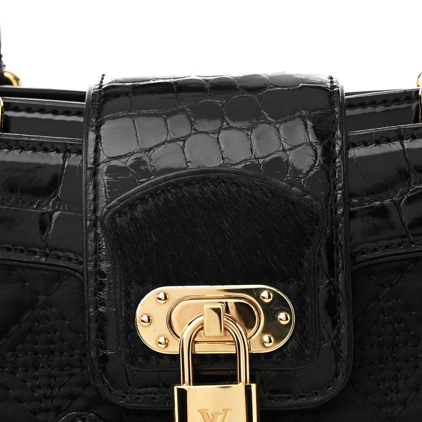 Monogram Silk Pony Hair Alligator Trim Linda Black