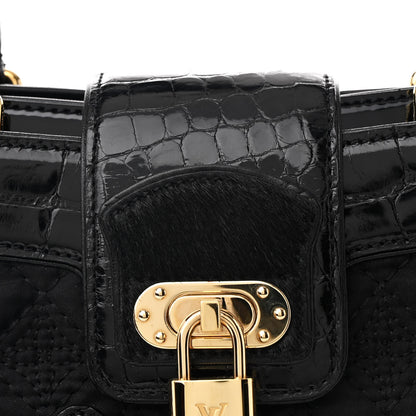 Louis Vuitton Monogram Silk Pony Hair Alligator Trim Linda Black 8 of 10
