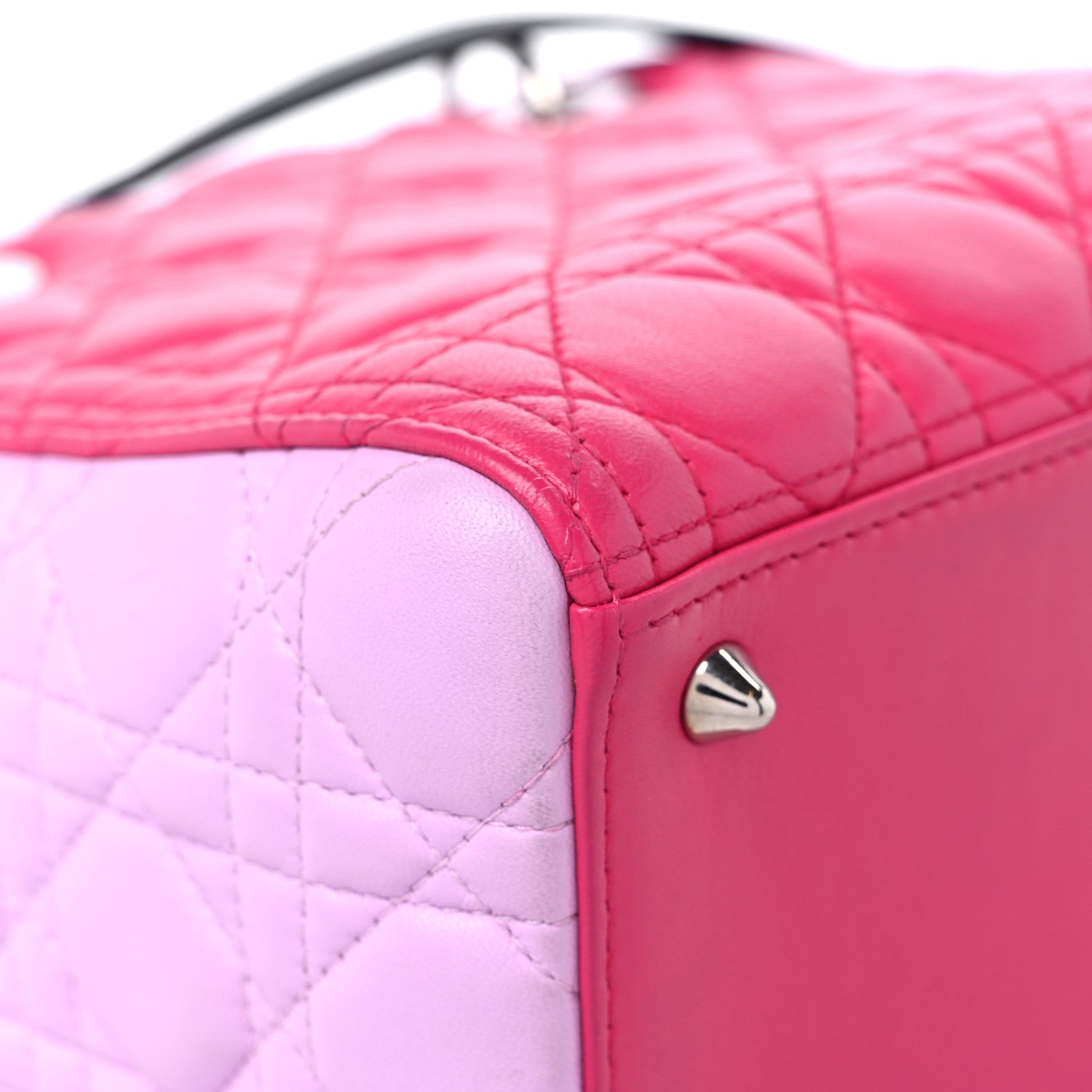 Christian Dior Lambskin Cannage Medium Tri-Color Lady Dior Fuchsia Anemone Black 10 of 16