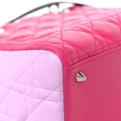 Christian Dior Lambskin Cannage Medium Tri-Color Lady Dior Fuchsia Anemone Black 10 of 16