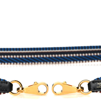 Hermes Toile Swift 25mm Sangle Cavale Shoulder Strap Bleu Zellige Indigo Black 3 of 6