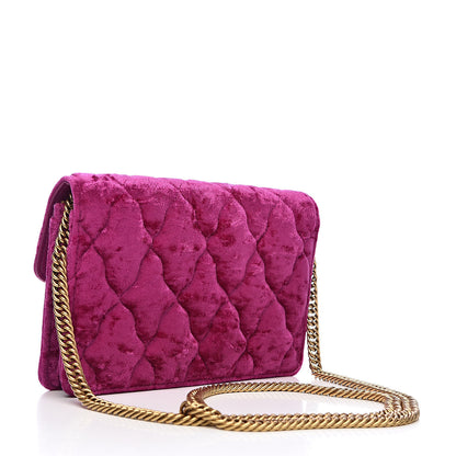 Balenciaga Crushed Velvet Crystal Mattress Quilted BB Wallet On Chain Fuchsia 3 of 11