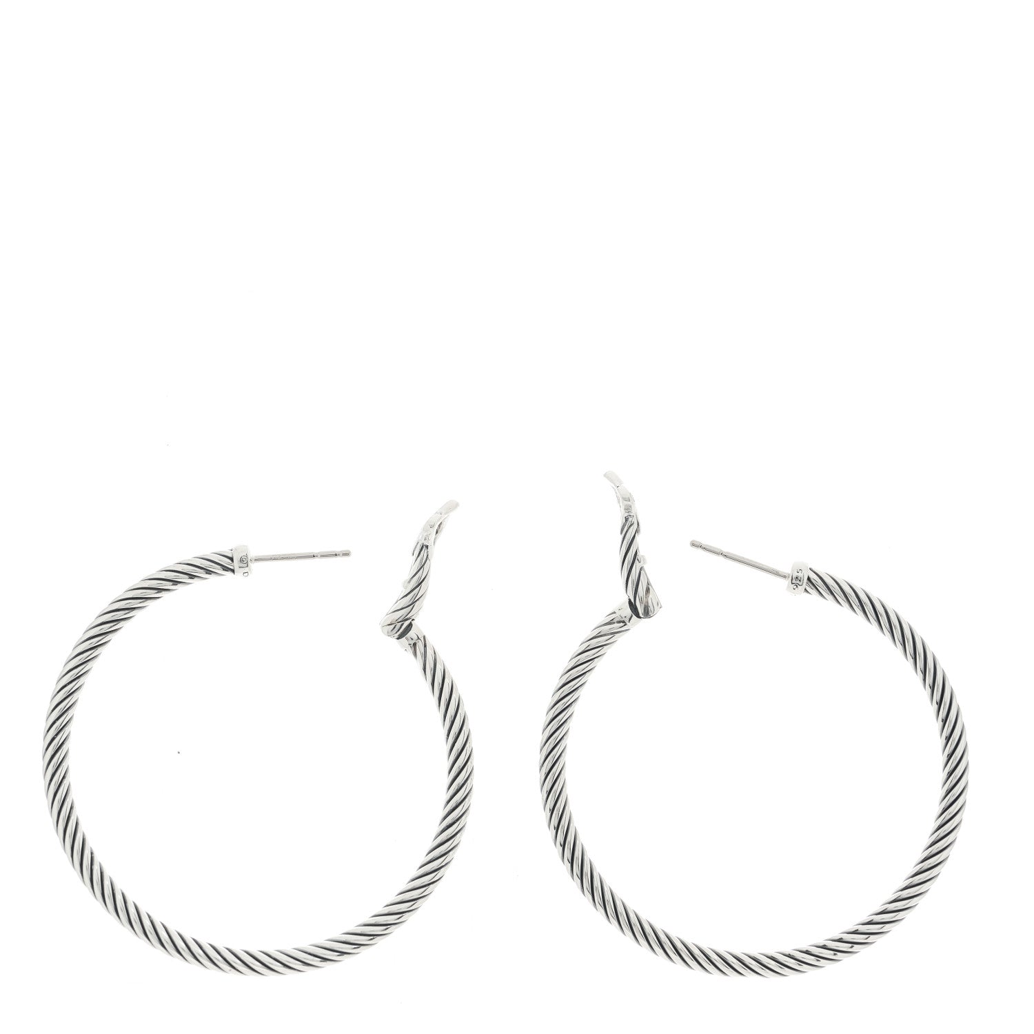 David Yurman Sterling Silver Medium Cable Classics Hoop Earrings 3 of 4