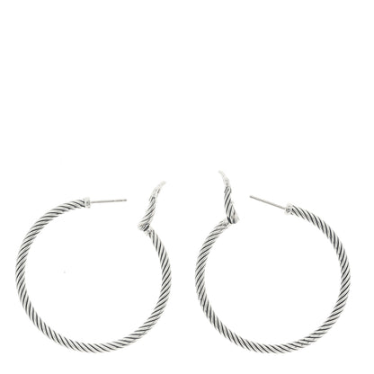 David Yurman Sterling Silver Medium Cable Classics Hoop Earrings 3 of 4