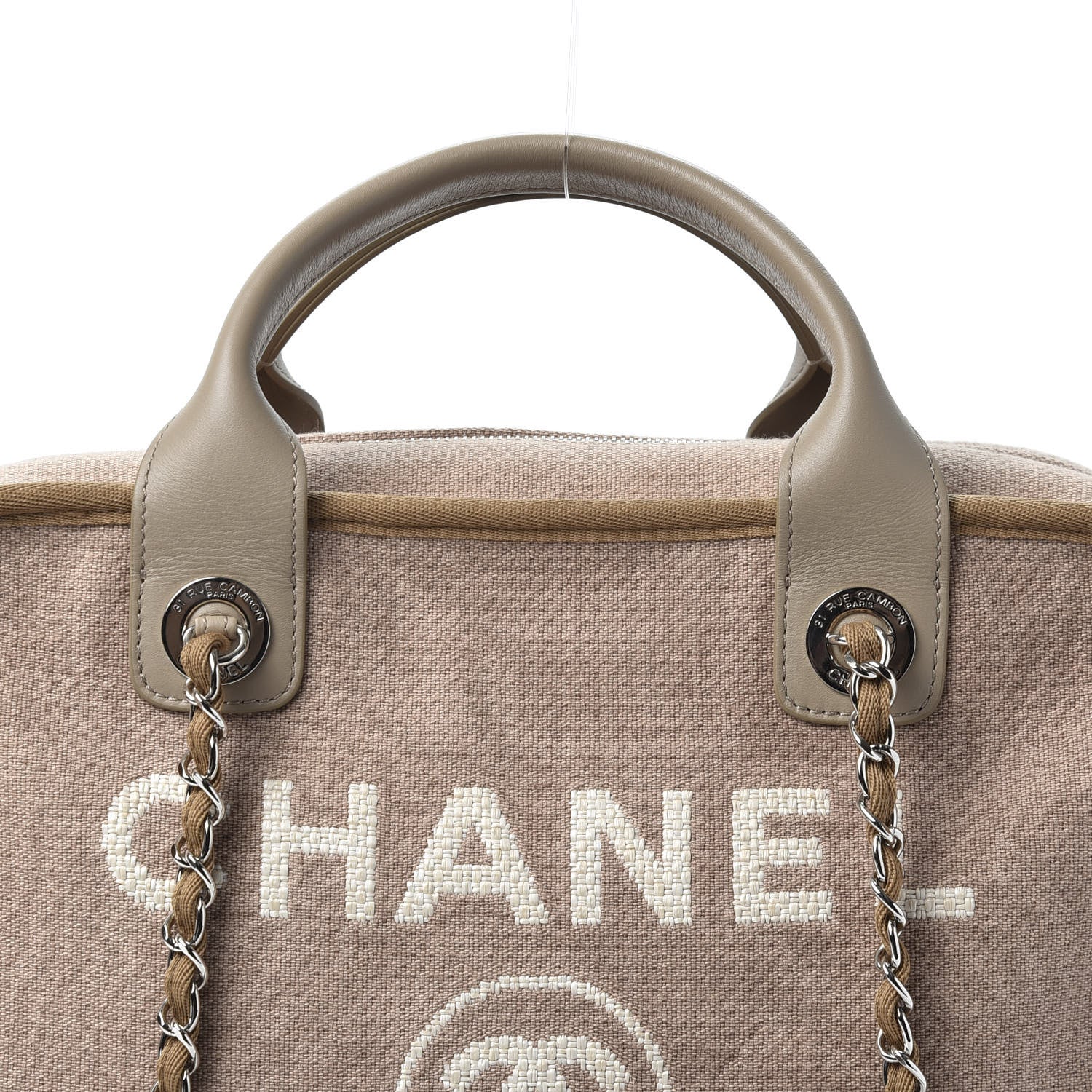 Chanel Denim Deauville Bowling Bag Beige 9 of 9