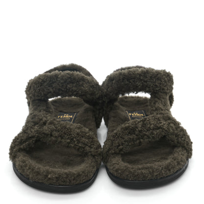 Fendi Shearling FF Fendi Feel Sandals 37 Illinois Military 2 of 8