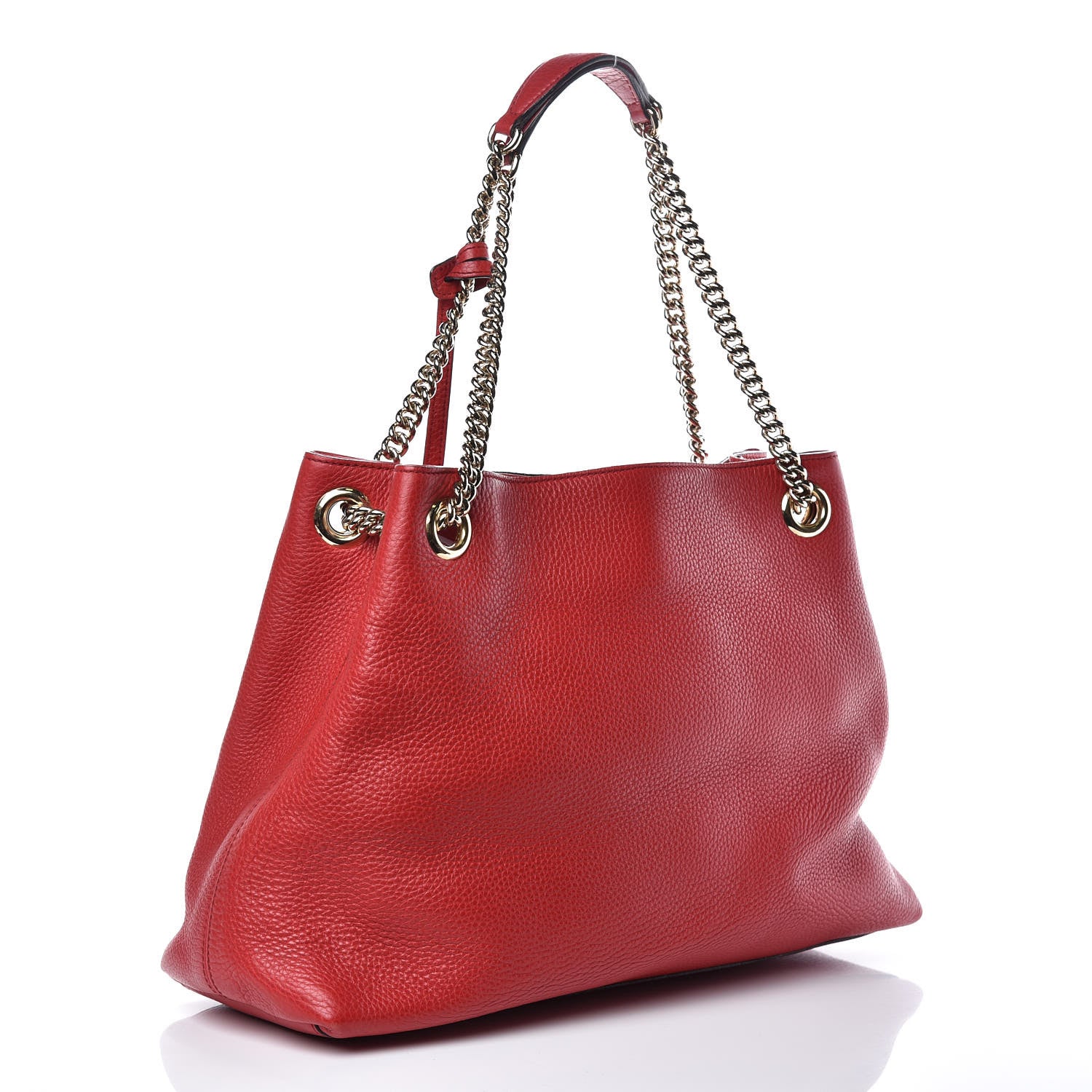Gucci Pebbled Calfskin Medium Soho Chain Shoulder Bag Tabasco Red 3 of 17