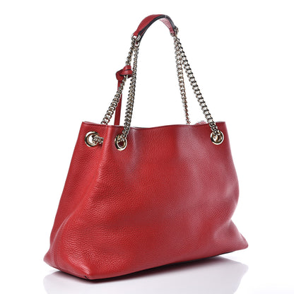 Gucci Pebbled Calfskin Medium Soho Chain Shoulder Bag Tabasco Red 3 of 17