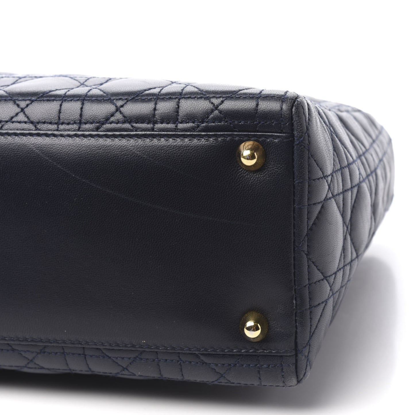 Lambskin Cannage Large Lady Dior Navy Blue
