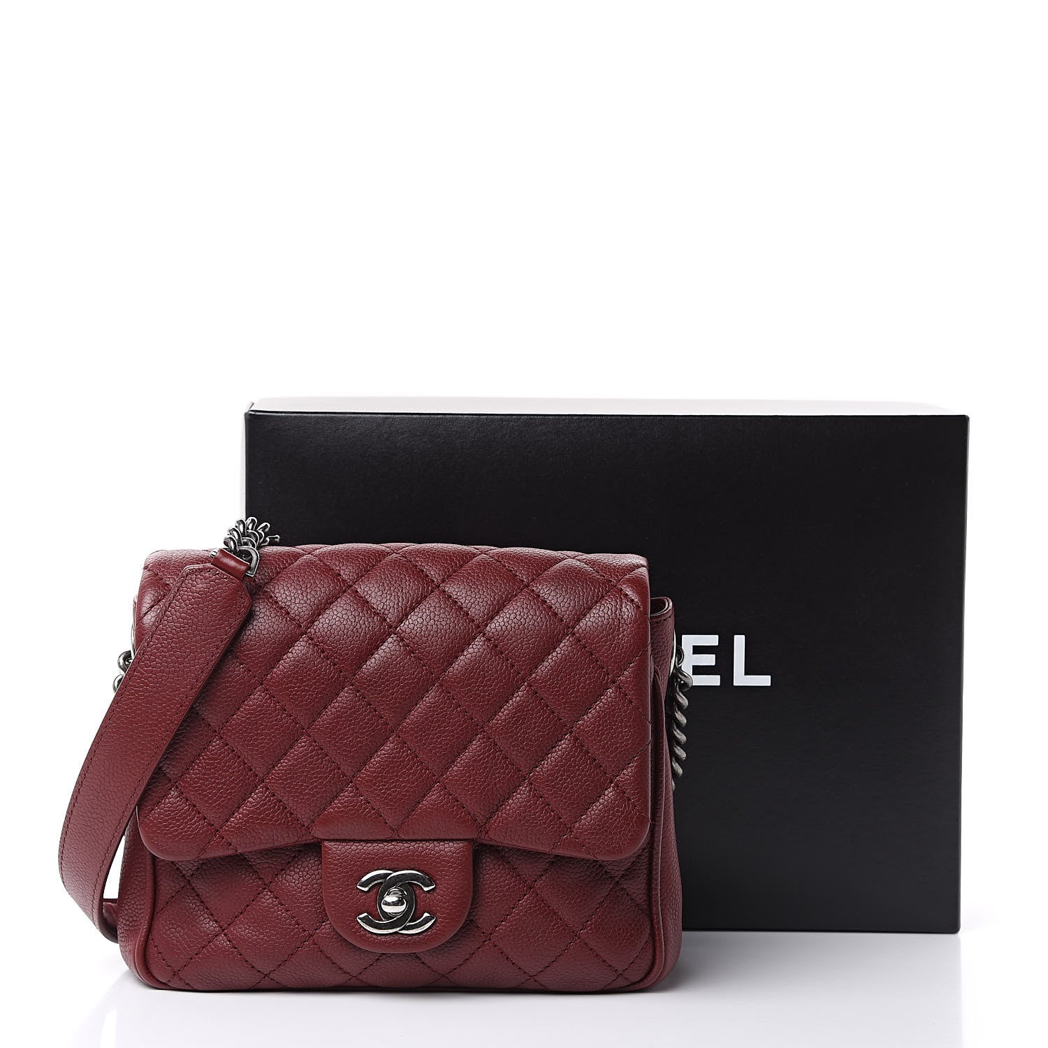 Chanel Caviar Quilted Small Rock In Rome Flap Burgundy 10 of 10