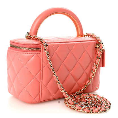 Chanel Lambskin Quilted Small Charming Top Handle Vanity Case With Chain Pink 3 of 10