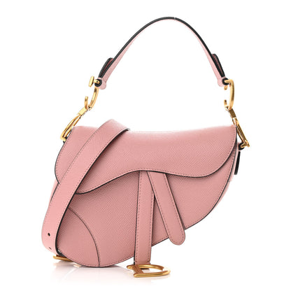 Christian Dior Grained Calfskin Mini Saddle Bag With Strap Pink 1 of 13