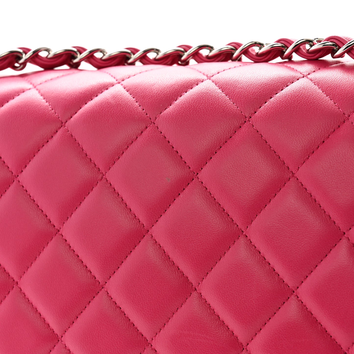 Lambskin Quilted Maxi Double Flap Dark Pink