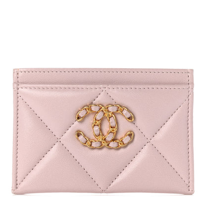 Chanel Lambskin Quilted Chanel 19 Card Holder Light Pink 1 of 9