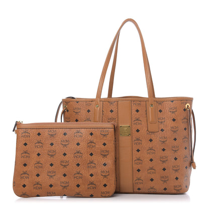 MCM Visetos Medium Liz Reversible Shopper Tote Cognac 1 of 9