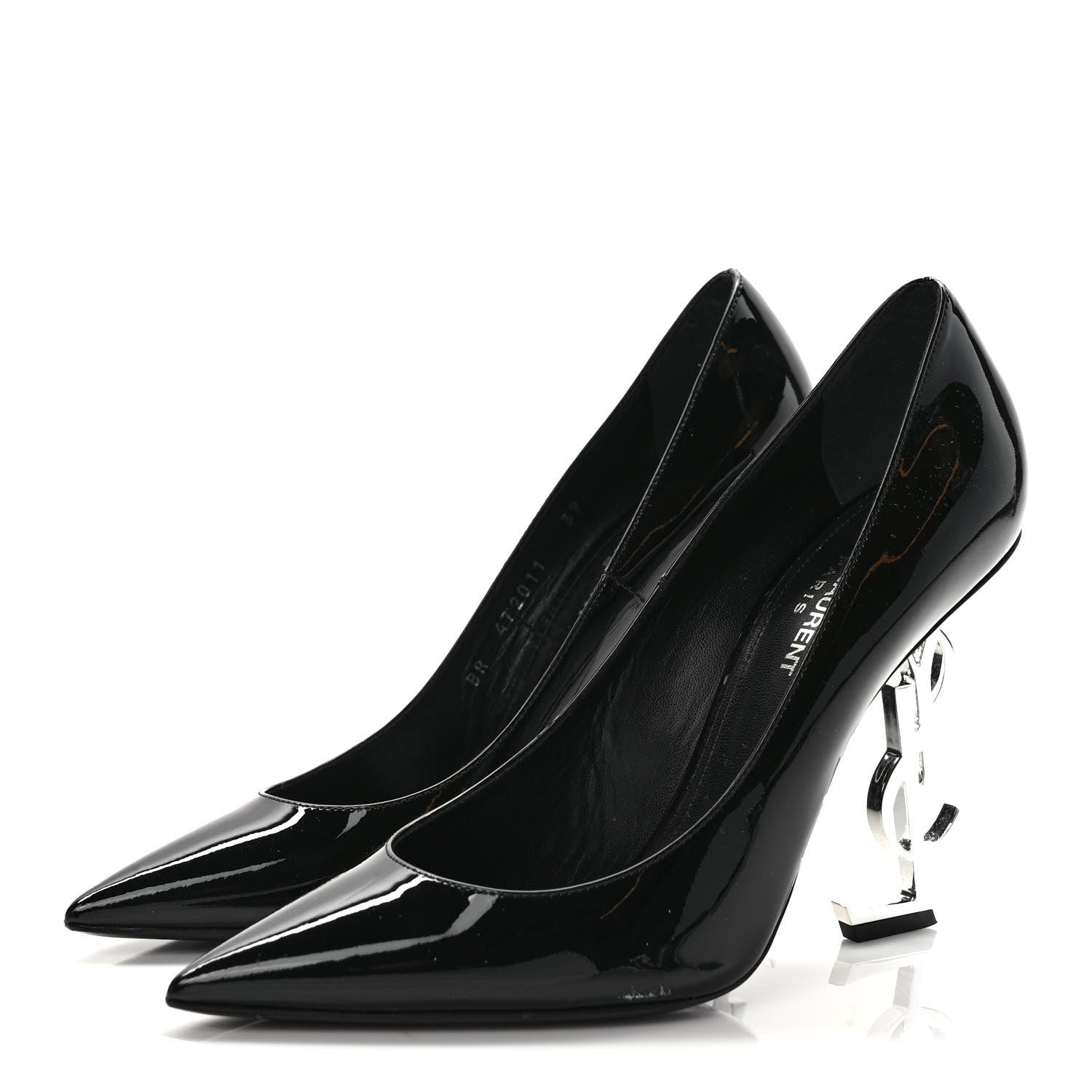 Saint Laurent Patent Opyum 110 Pumps 39 Black Silver 3 of 10