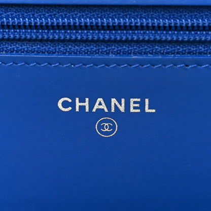 Chanel Patent Calfskin Quilted Boy Wallet On Chain WOC Dark Blue 6 of 11