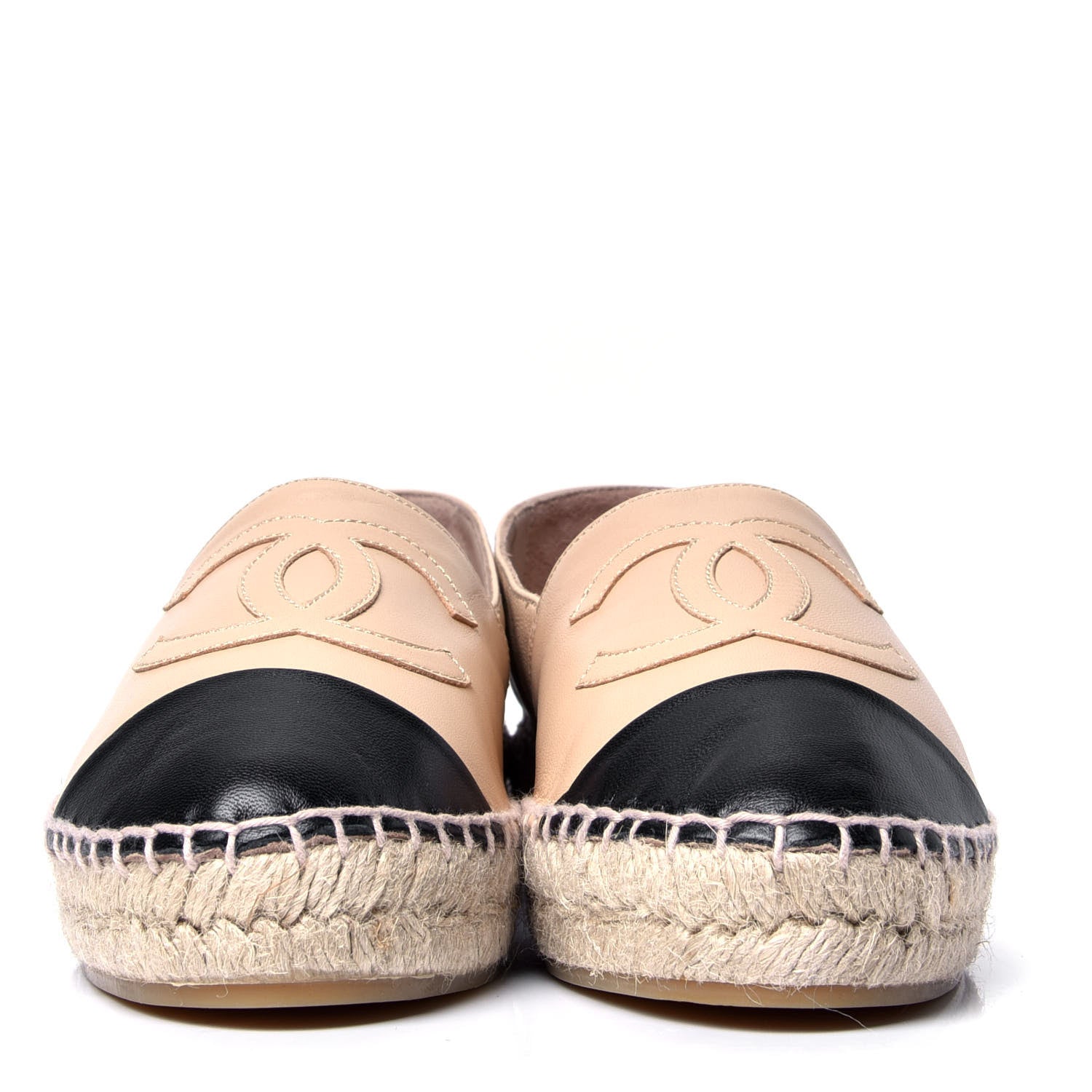 Chanel Lambskin CC Espadrilles 35 Beige Black 2 of 5