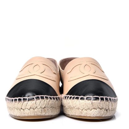 Chanel Lambskin CC Espadrilles 35 Beige Black 2 of 5