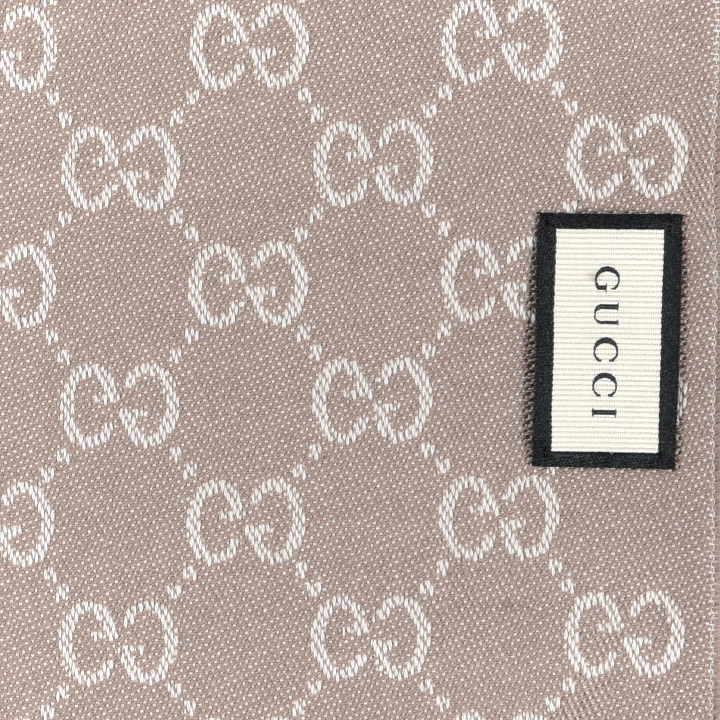Wool GG Monogram HalfGG Fringe Scarf Ivory Beige