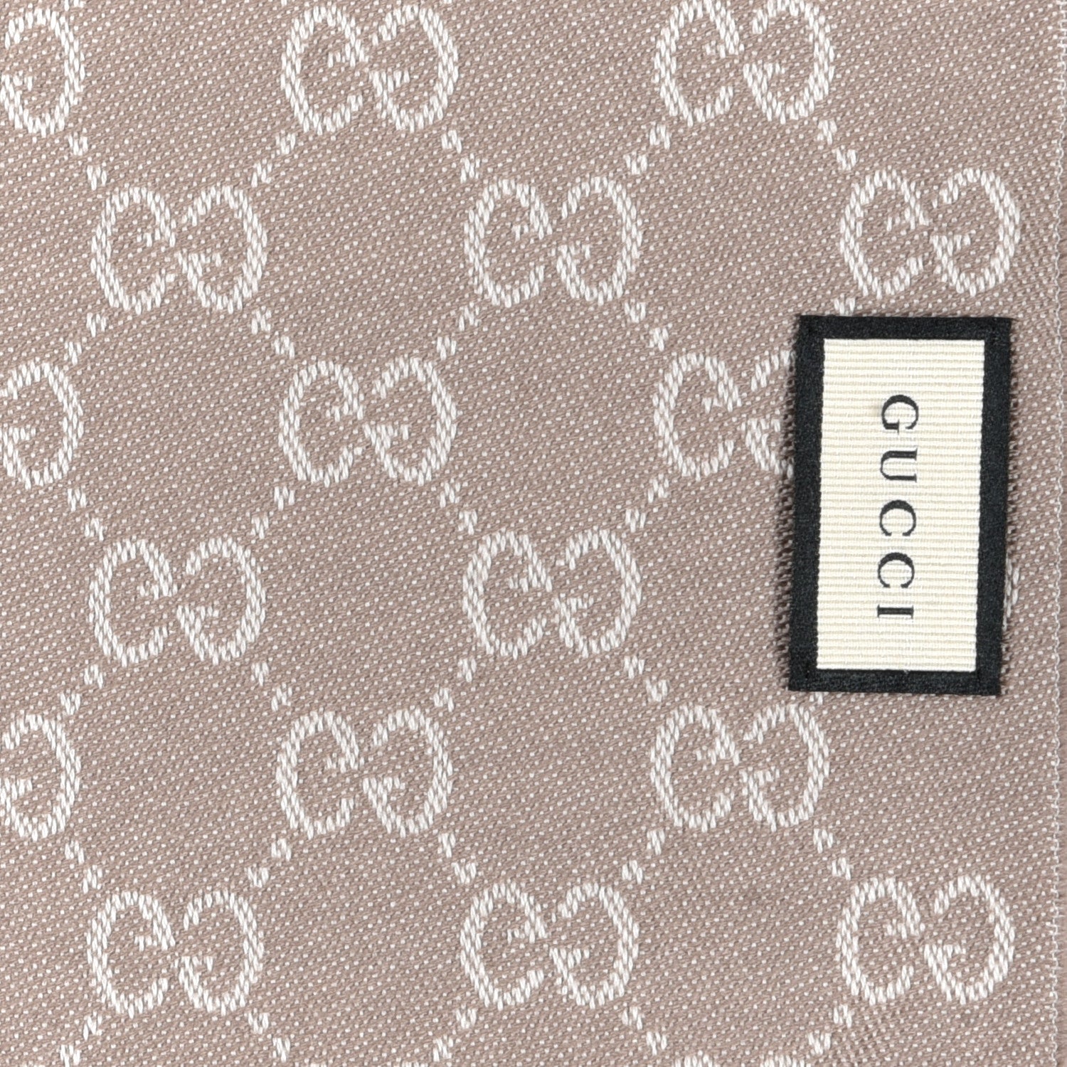 Gucci Wool GG Monogram HalfGG Fringe Scarf Ivory Beige 4 of 4