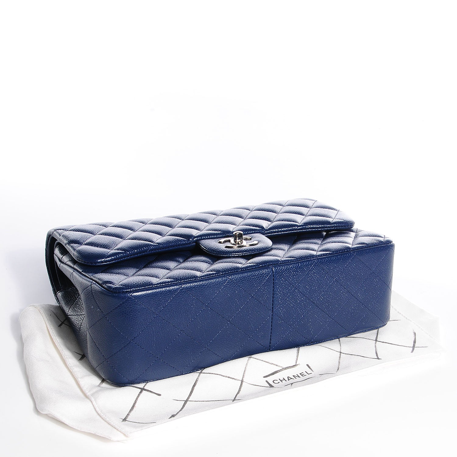Chanel Caviar Quilted Jumbo Double Flap Navy Blue 4 of 10