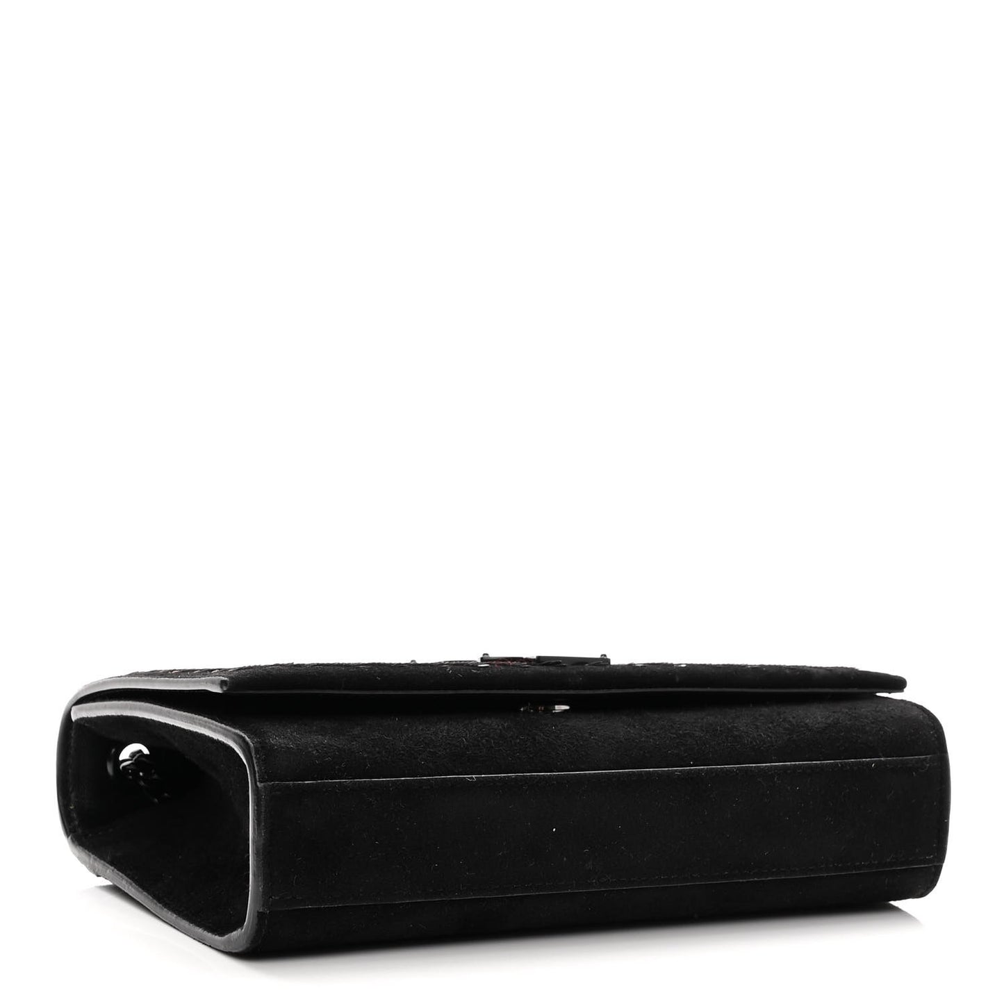 Suede Sequin Small Classic Monogram Kate Satchel Black