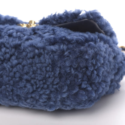 Chanel Shearling Sheepskin Medium 19 Flap Blue 9 of 10