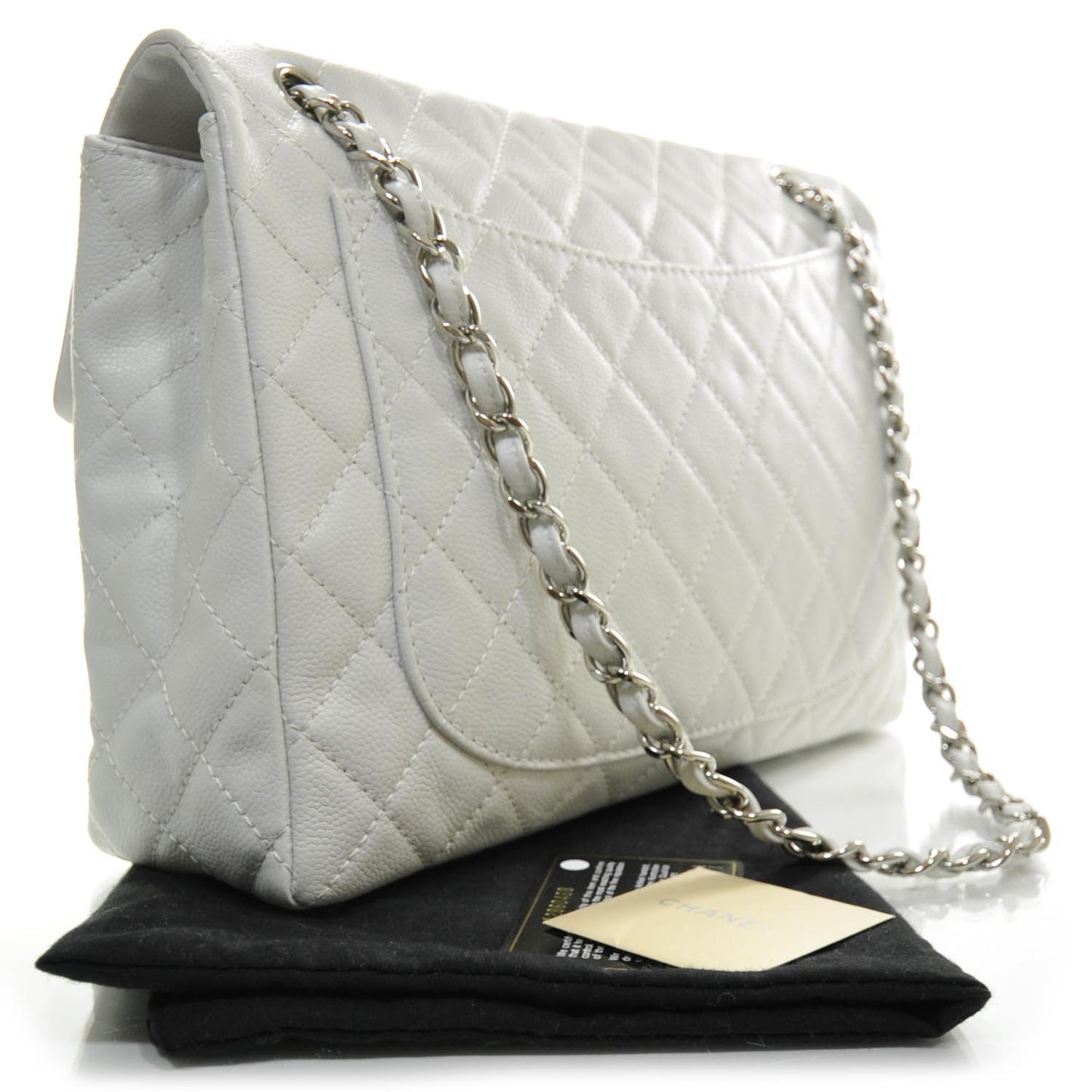 Washed Caviar Maxi Flap White