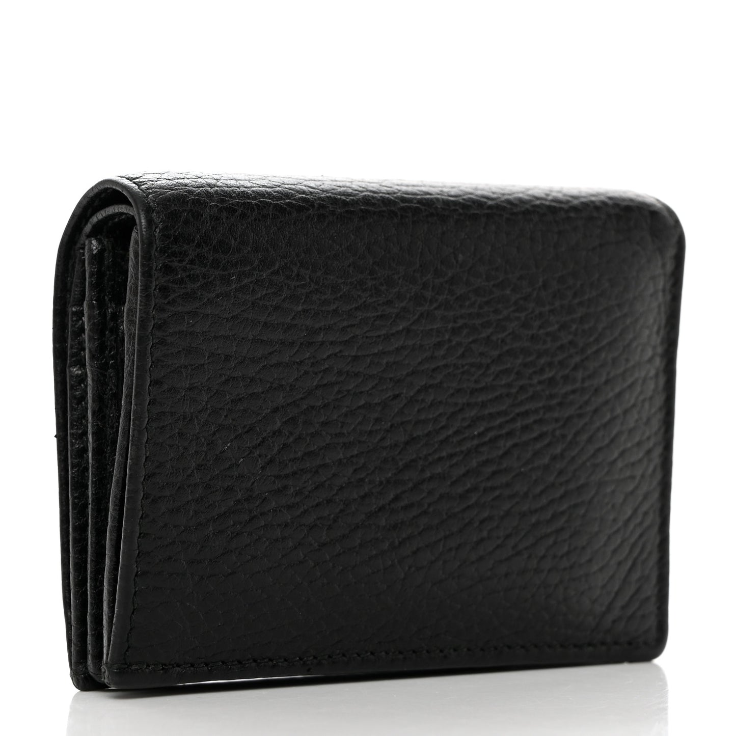 Pebbled Calfskin GG Marmont Card Case Black