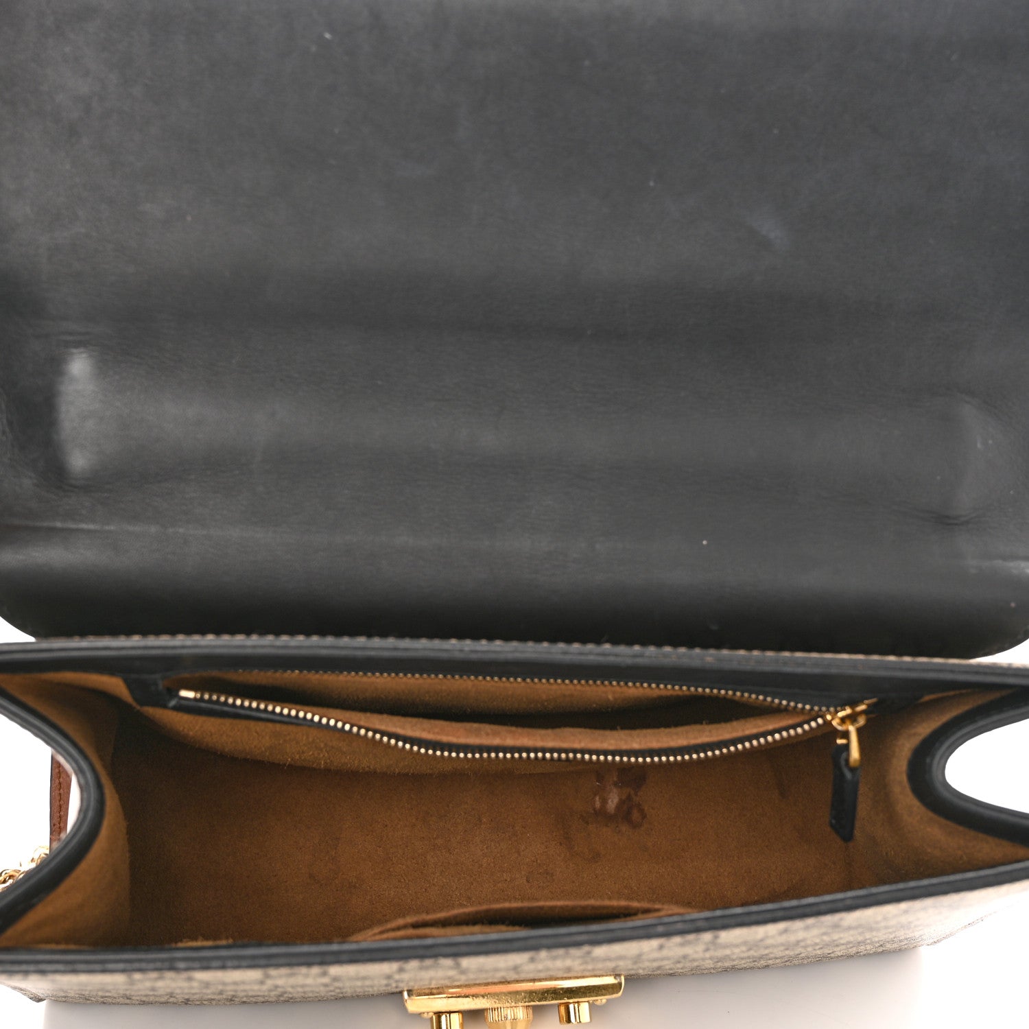 Gucci GG Supreme Monogram Calfskin Medium Padlock Shoulder Bag Beige Black Cuir 5 of 13