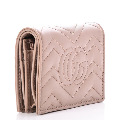 Gucci Calfskin Matelasse GG Marmont Card Case Wallet Porcelain Rose 3 of 8