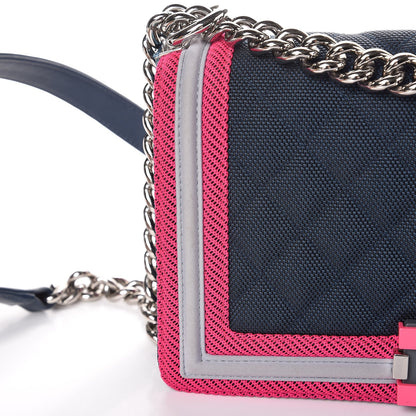 Chanel Canvas Quilted Medium Fluo Boy Flap Dark Navy Fuchsia Grey 9 of 9